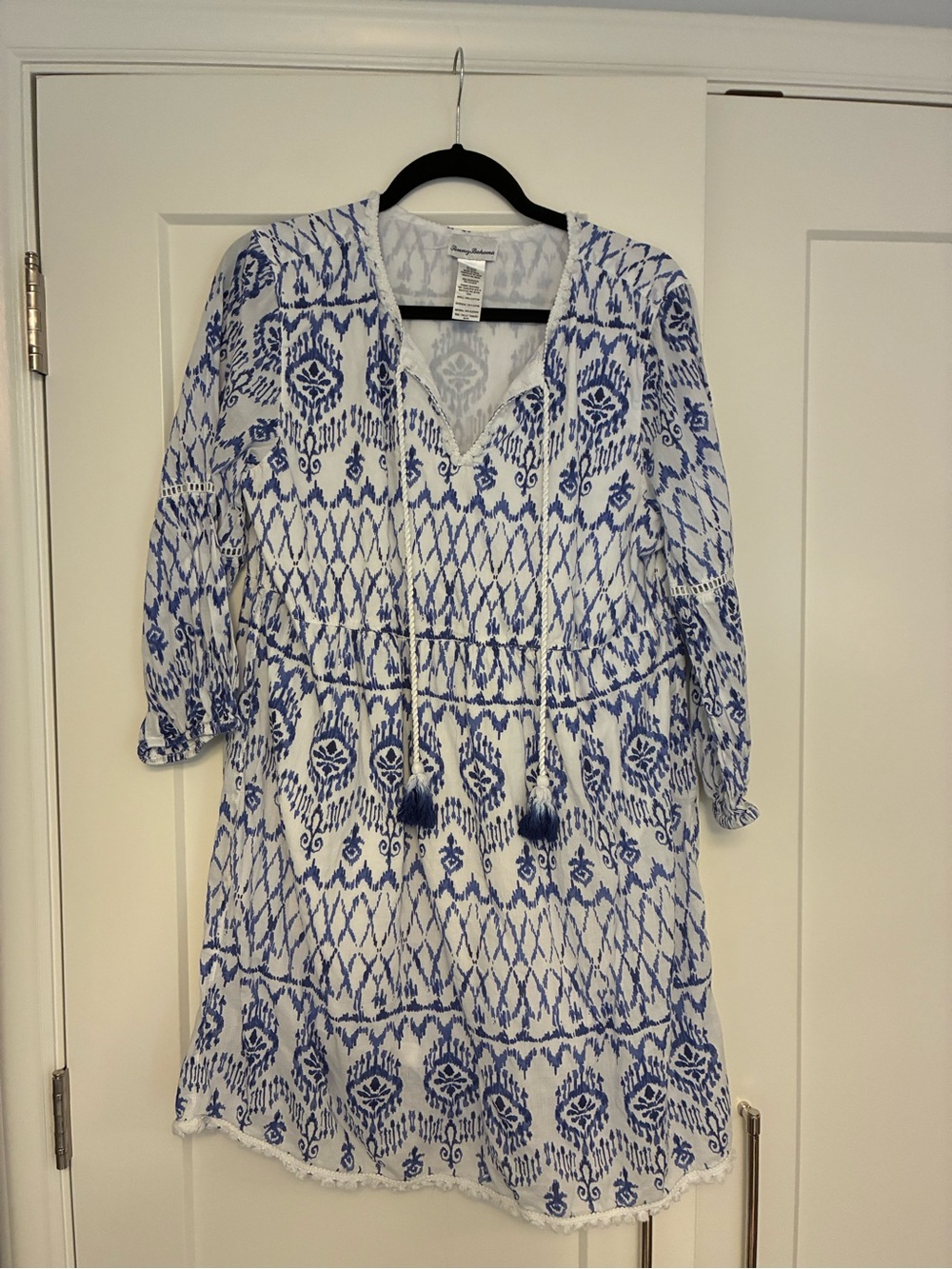 Tommy Bahama Blue and White Printed Tunic Coverup